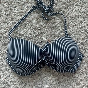 Shade & Shore Black and White Striped Bikini Top